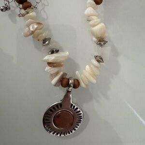 Free People Cream and Brown Shell Necklace